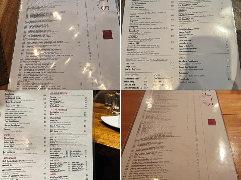 Cuts Steakhouse Menu