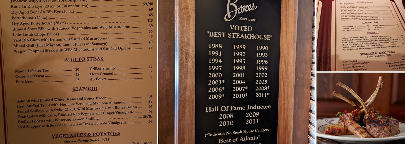 Bones Restaurant Menu