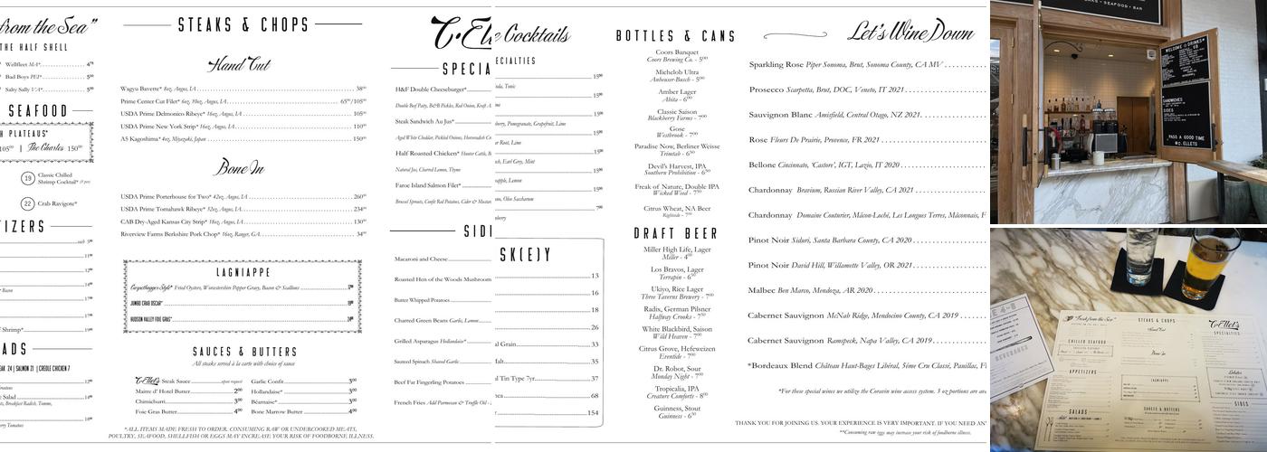 C. Ellet's Steakhouse Menu