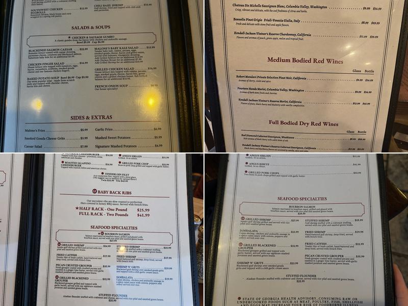 Malone's Menu
