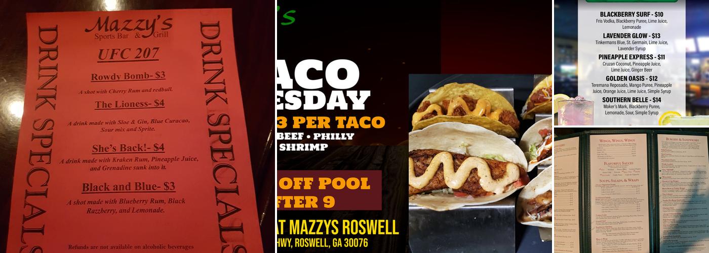 Mazzy's Sports Bar & Grill (Roswell) Menu