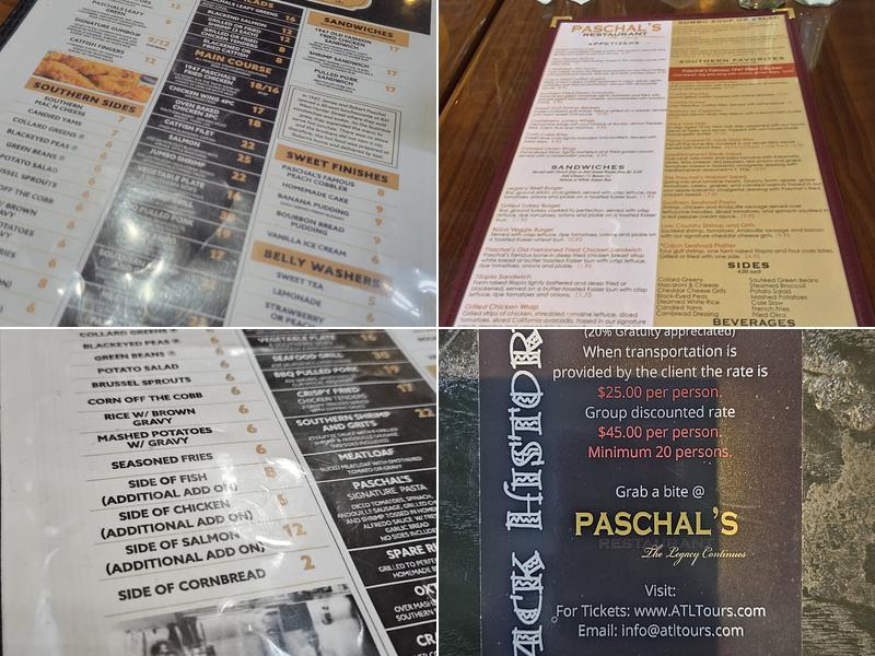 Paschal's Restaurant & Bar Menu