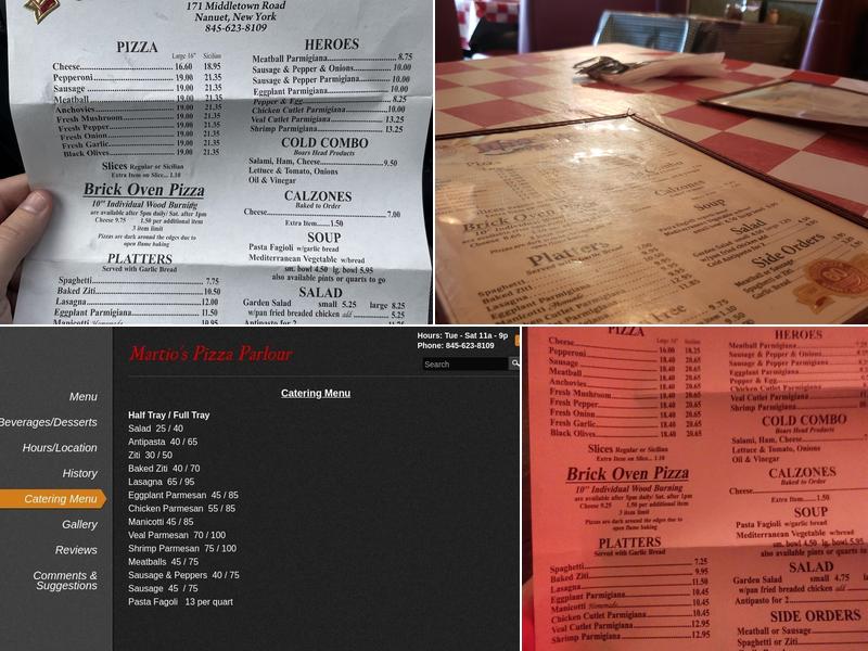 Martio's Pizza Menu