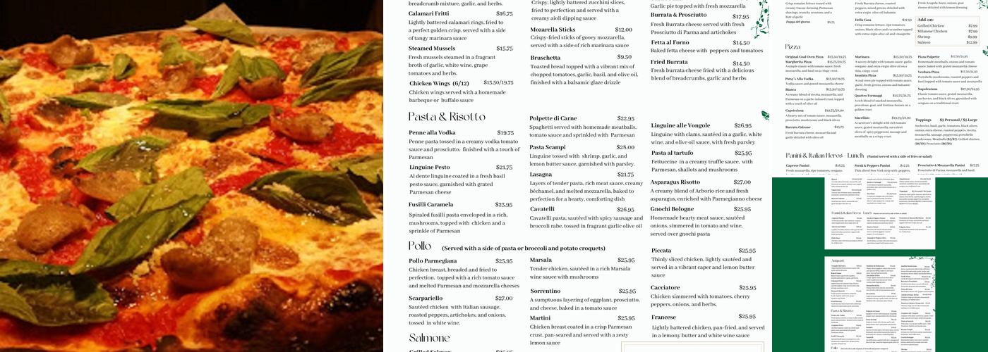 Patsy's Pizzeria Menu