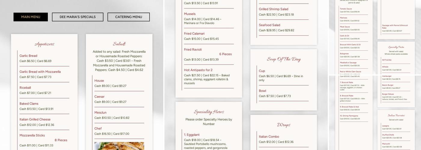 Dee Maria's Menu