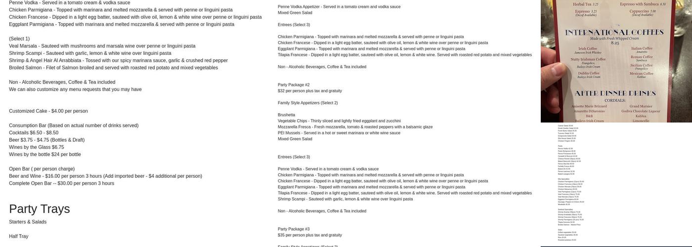 Ella New York Pizza and Pasta Menu