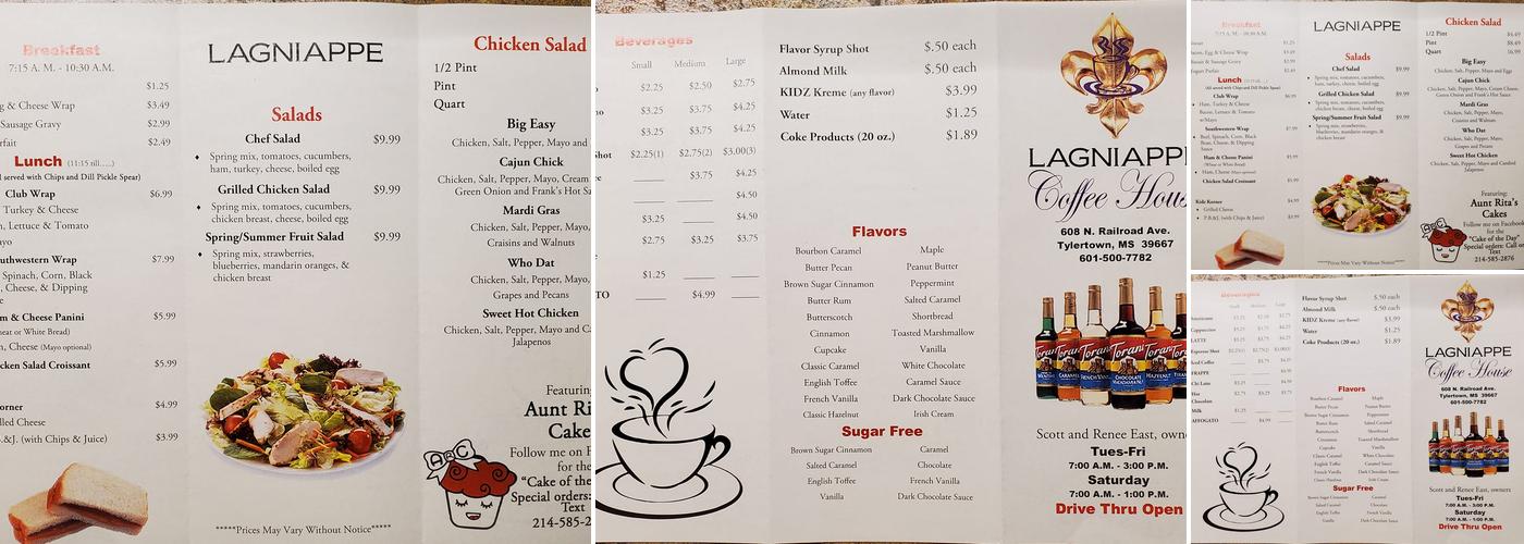 Lagniappe Coffee House Menu