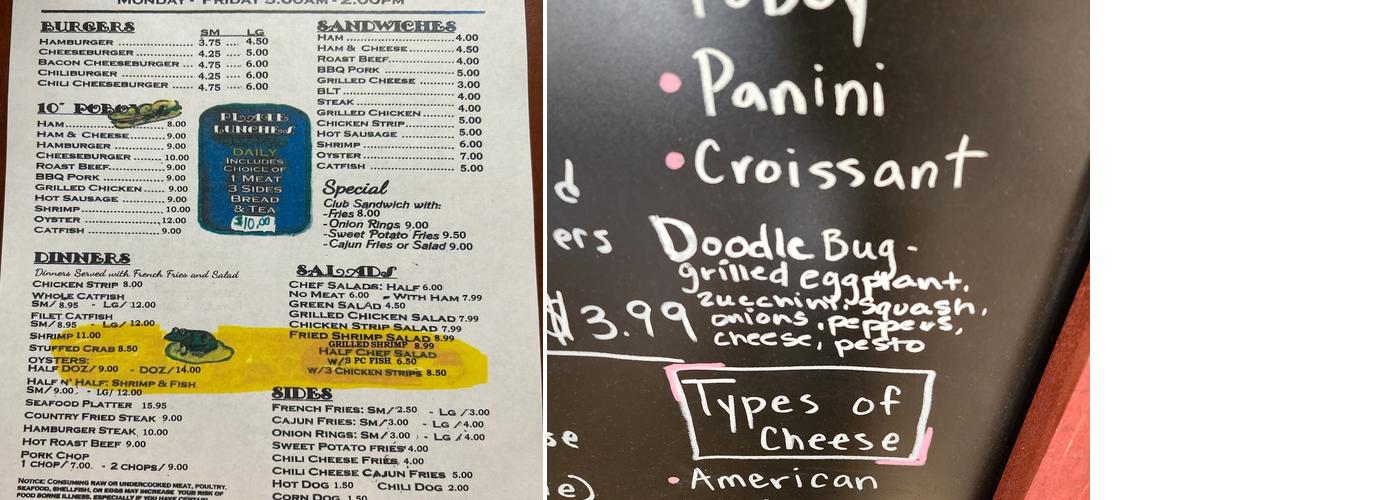 Frog Pond Restaurant Menu