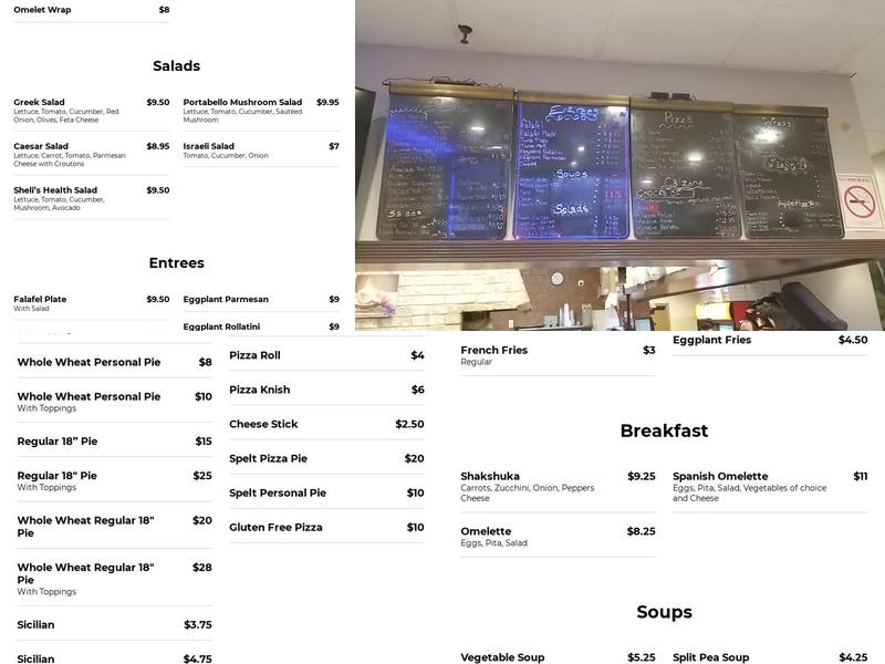 Sheli's Pizza and Cafe Menu