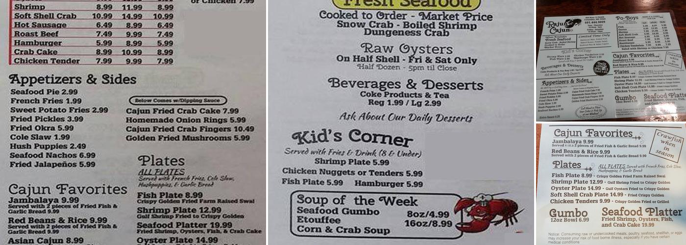 Rajun Cajun's Menu