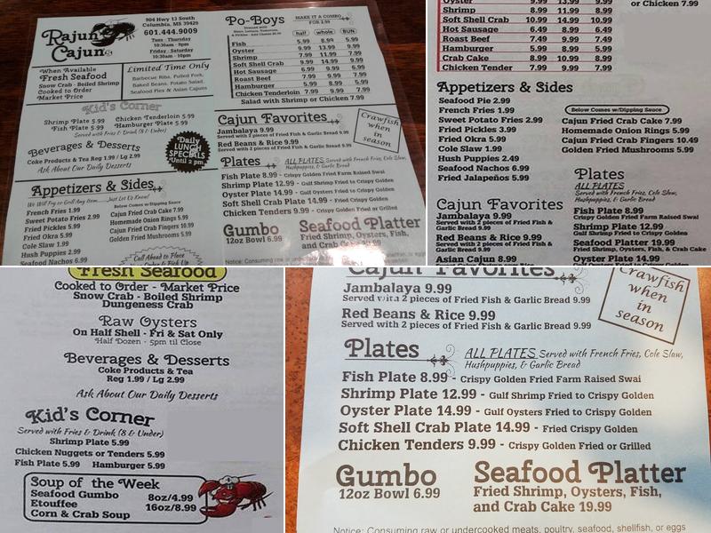 Rajun Cajun's Menu