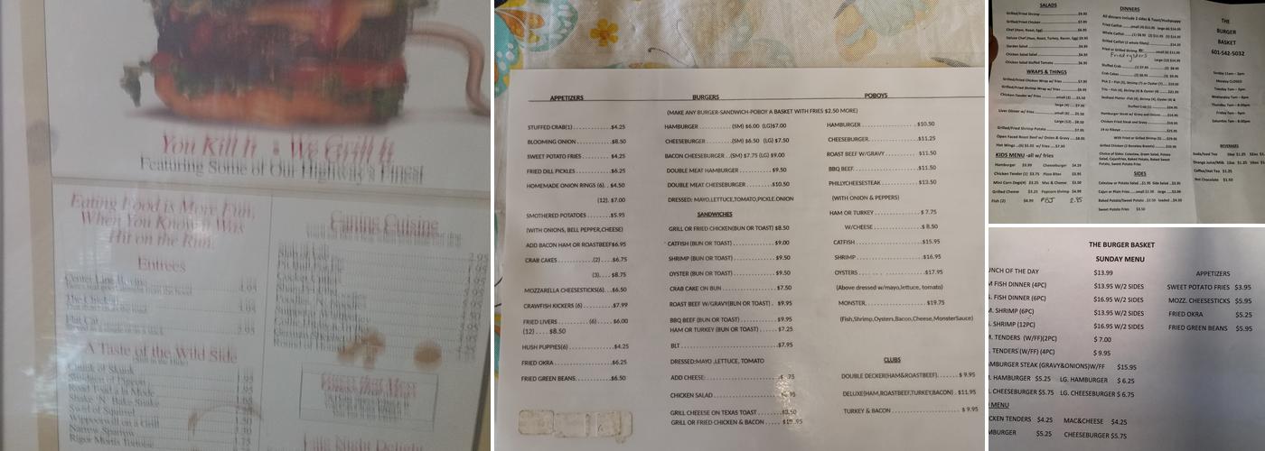 The Burger Basket Menu