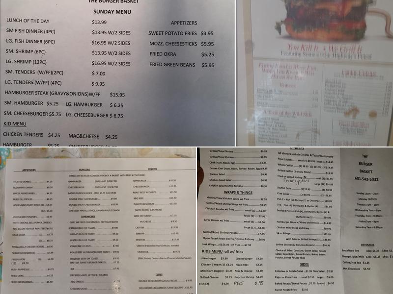 The Burger Basket Menu