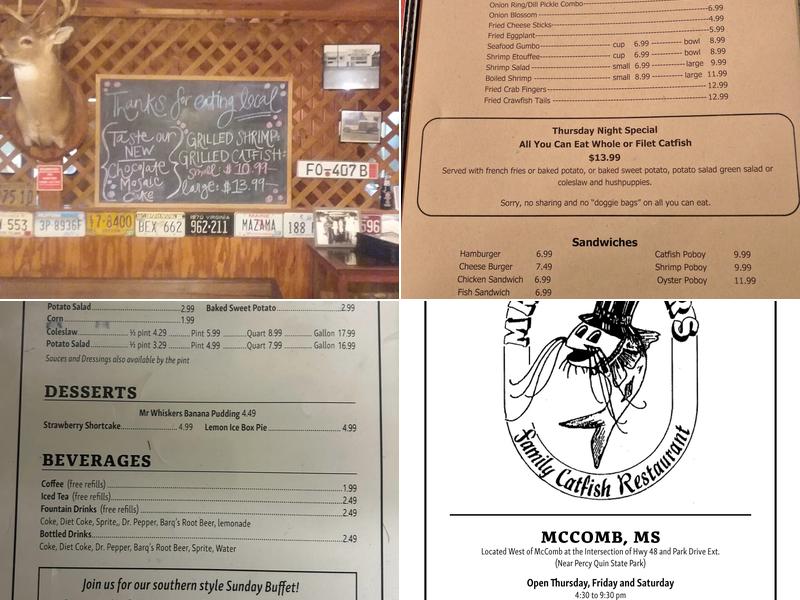 Mr Whiskers Family Catfish Menu