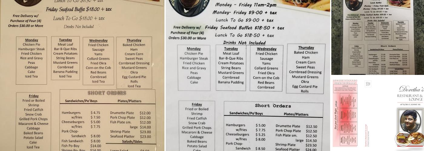 Doretha's Restaurant and Lounge Menu