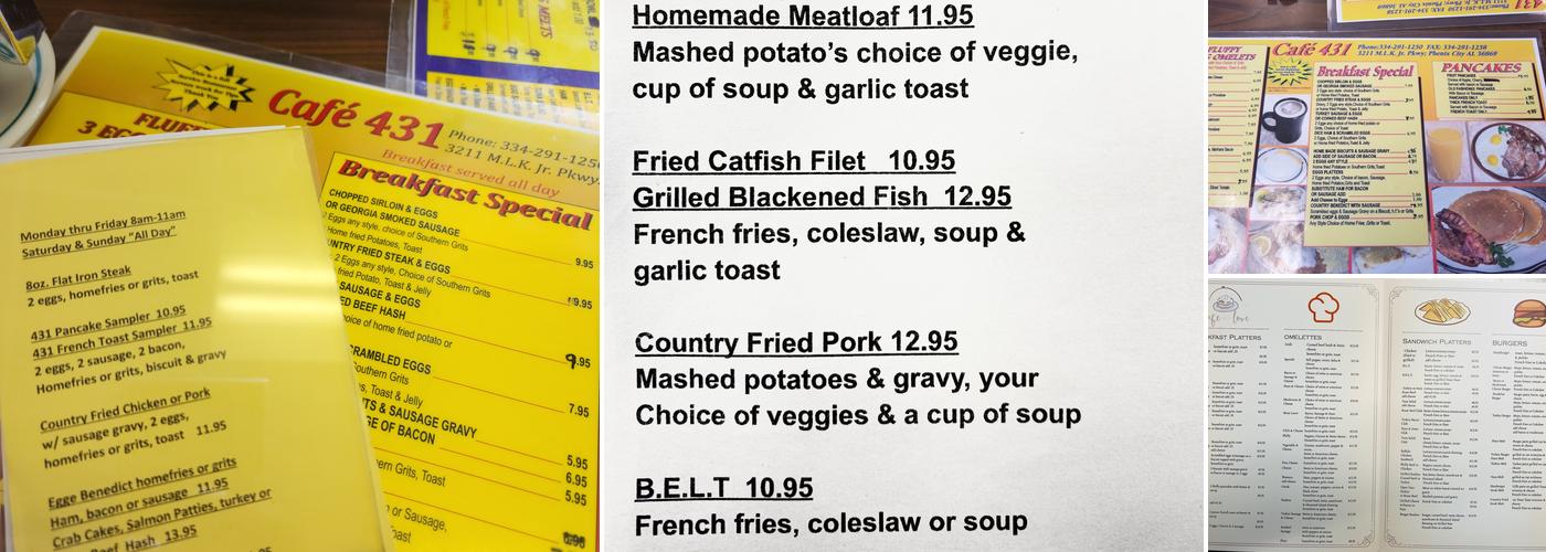 Cafe 431 Menu