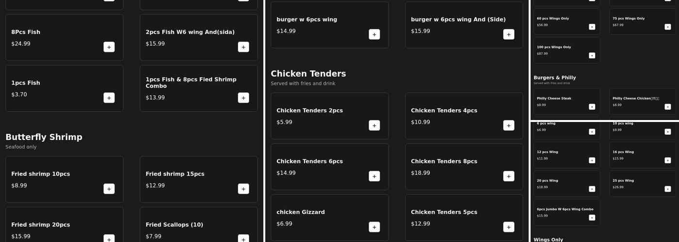 Wing Cafe Menu