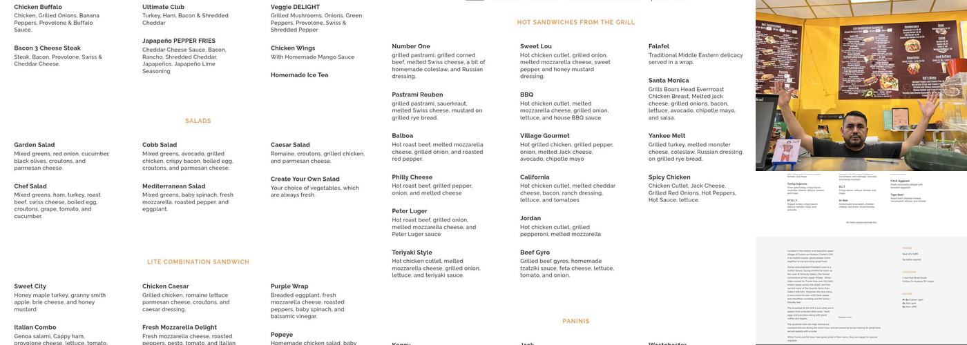 Franki's Sandwich and Grill Menu