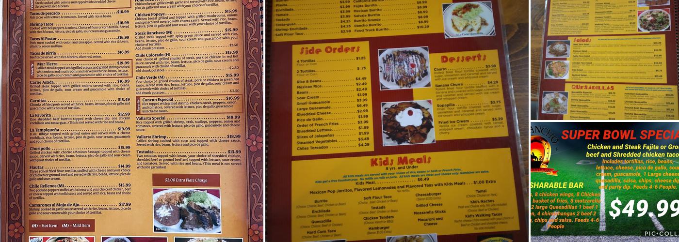 El Rancho Menu