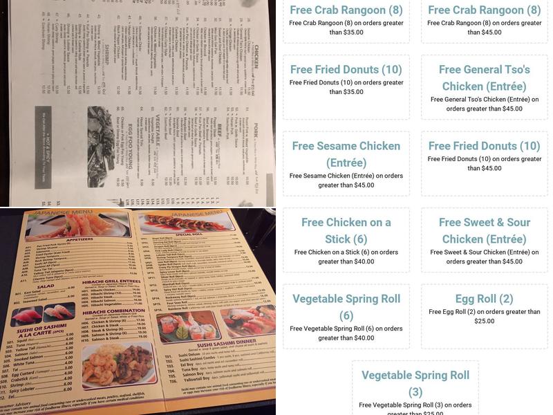 Four Seas Buffet Menu