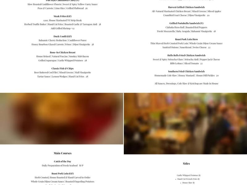 Prohibition River Menu