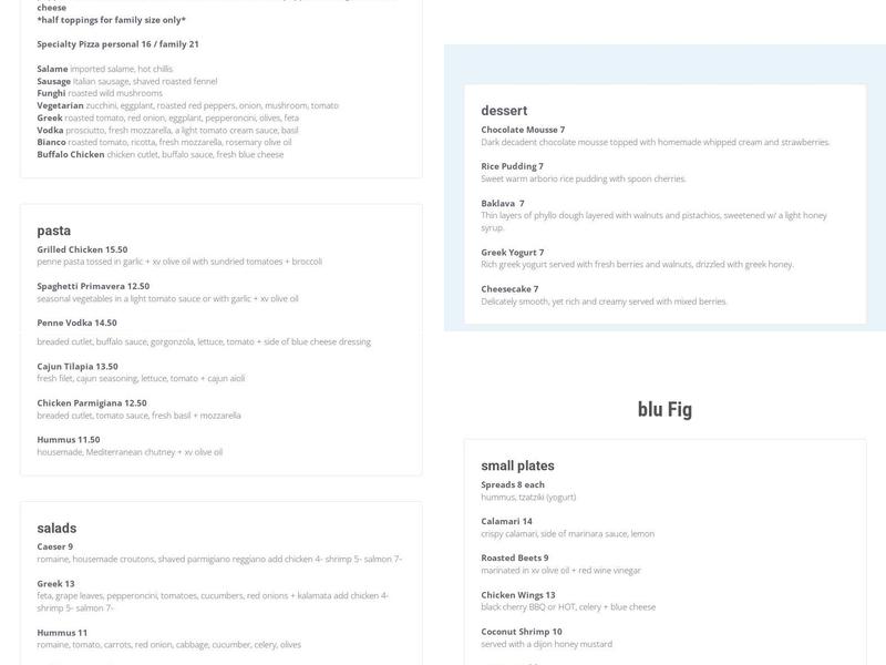 Blu Fig Menu