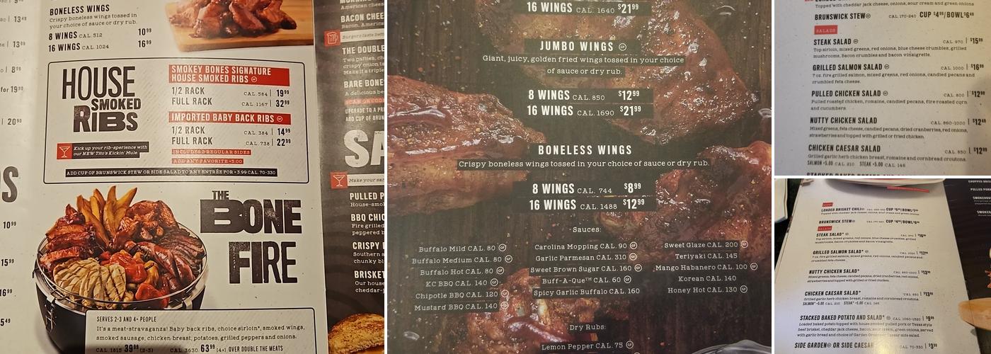 Smokey Bones Columbus Menu