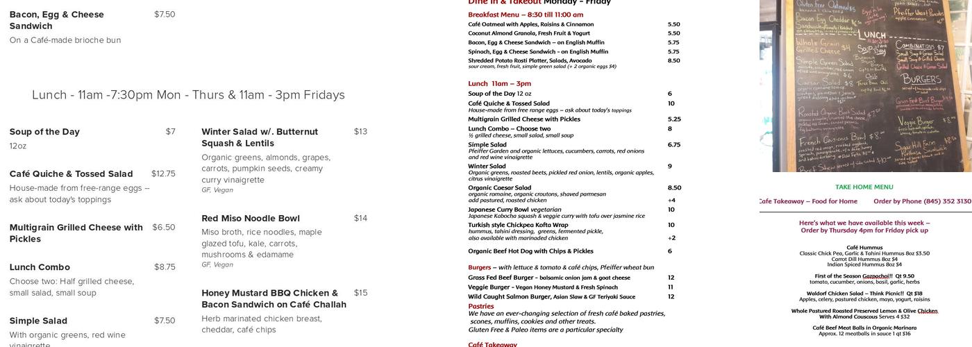 Threefold Café Menu