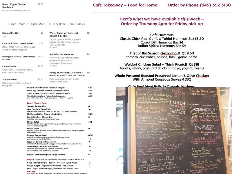 Threefold Café Menu