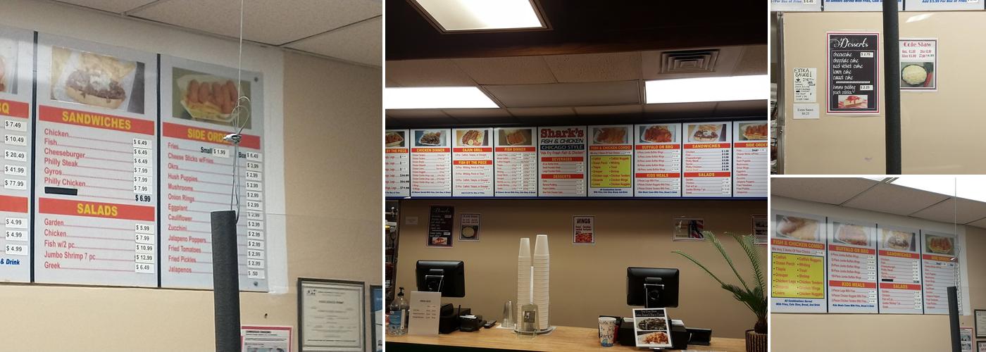 Shark's Fish and Chicken Menu