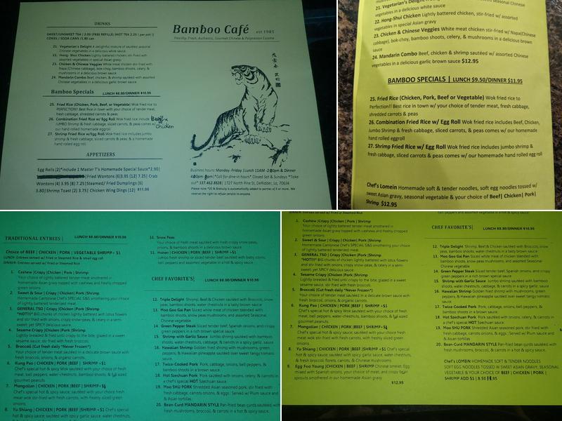 Bamboo Cafe Menu