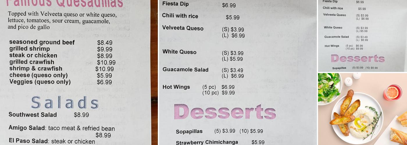 Fausto's Fiesta Café Menu