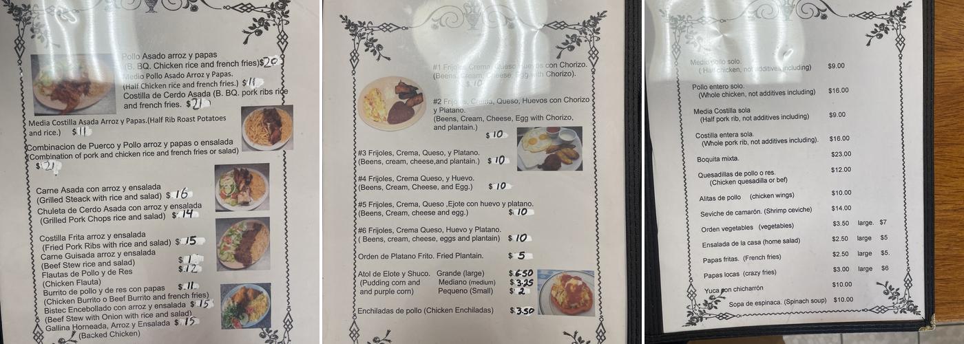 El Rey Del Pollo Menu