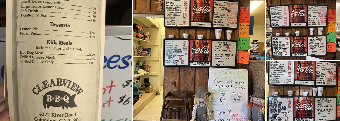 Clearview BBQ Menu