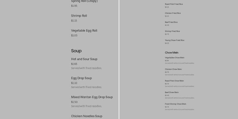 Great Wall Menu