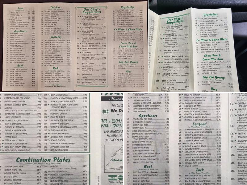 Montvale Chinese food Menu