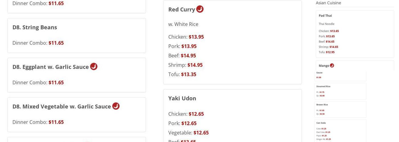 Shang Hai Express Menu