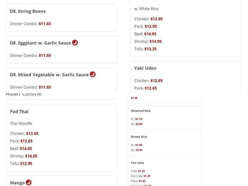 Shang Hai Express Menu