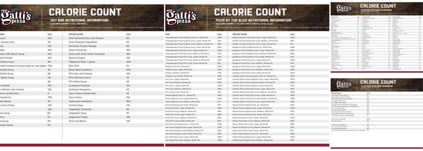 Mr Gatti's Pizza Menu