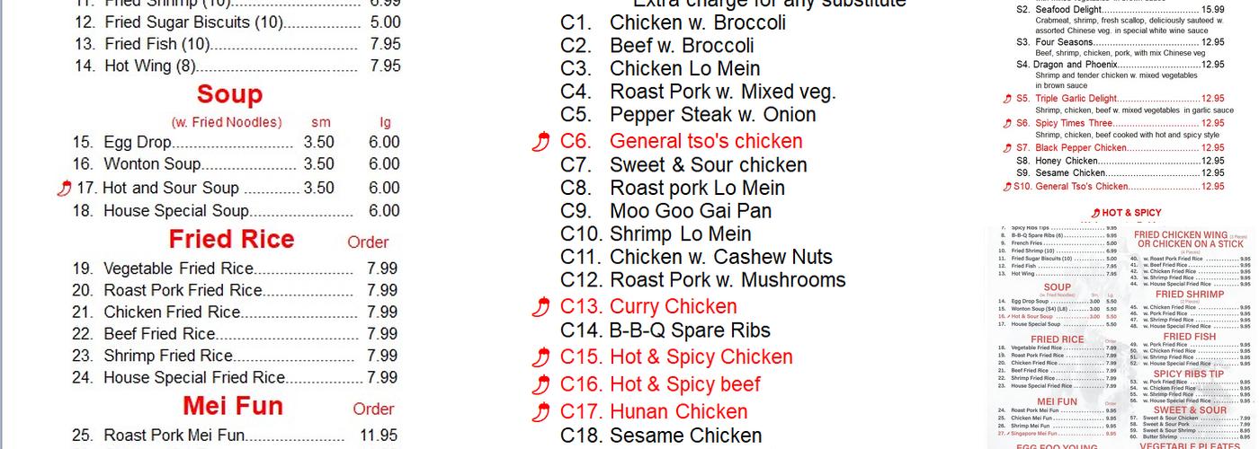 Peking Chinese Restaurant Menu