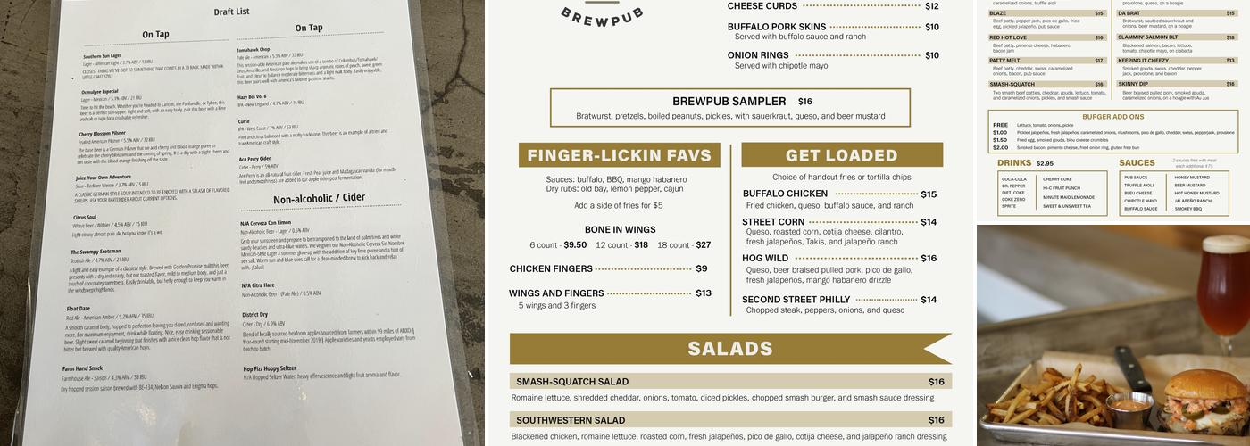 Ocmulgee Brewpub Menu