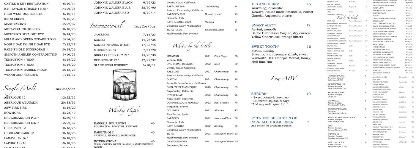 Dovetail Menu