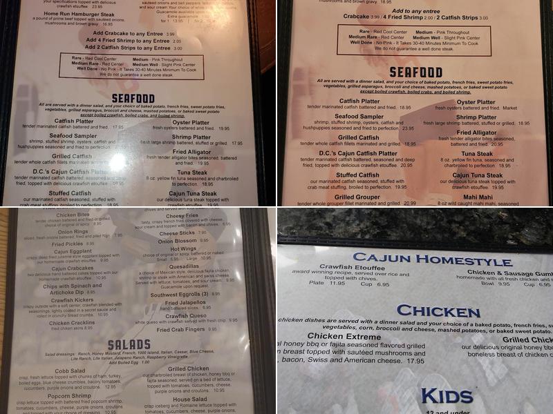 D C's Sports Bar & Steakhouse Menu
