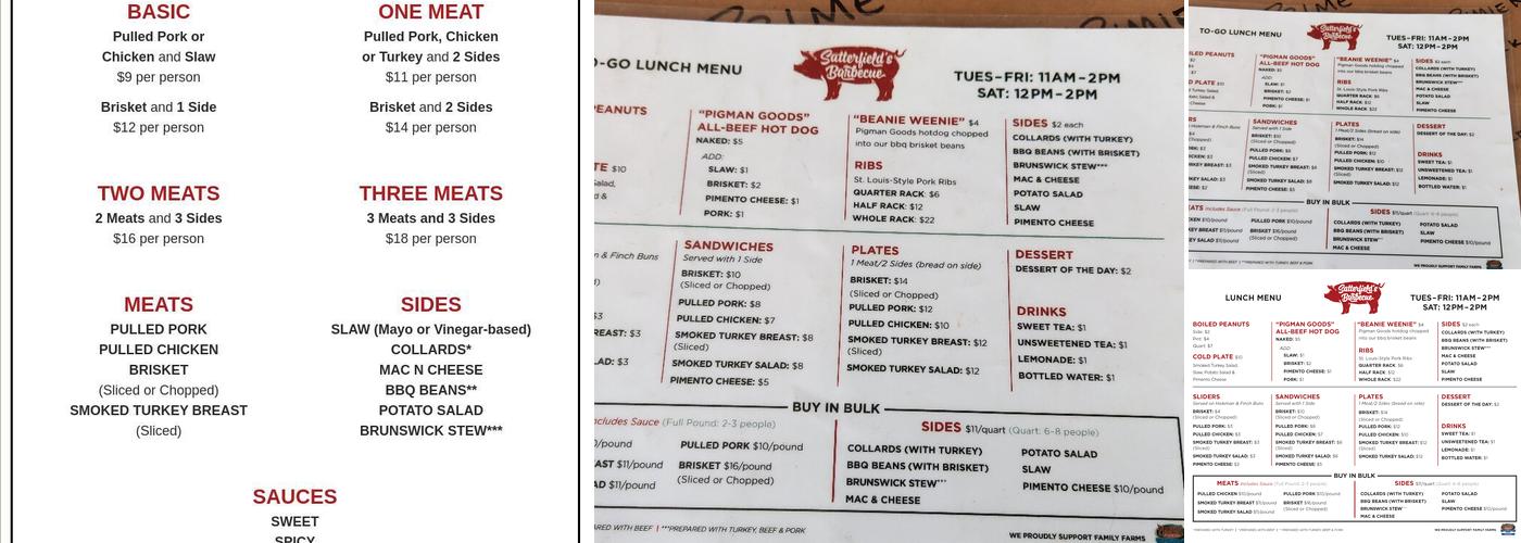 Satterfields BBQ Menu