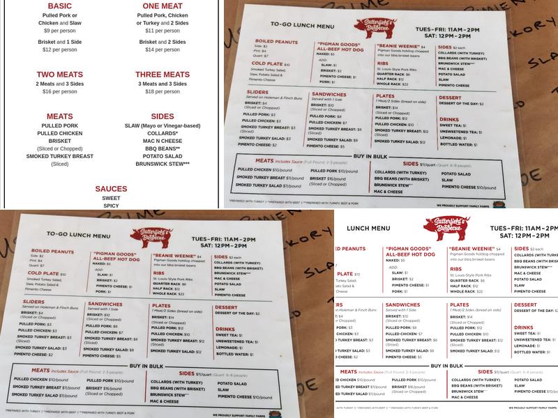 Satterfields BBQ Menu