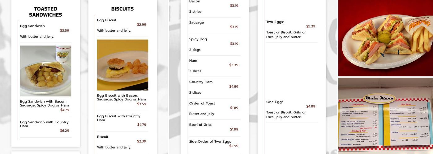 Nu-Way Weiners Menu