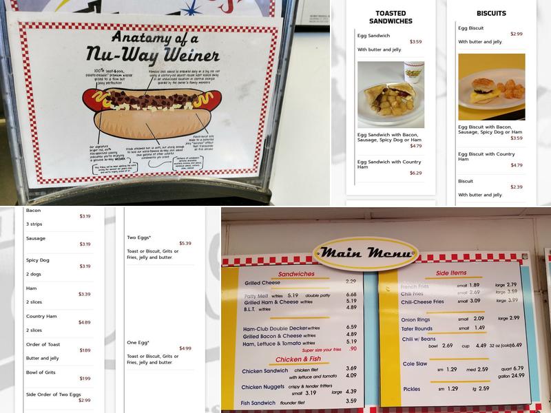 Nu-Way Weiners Menu