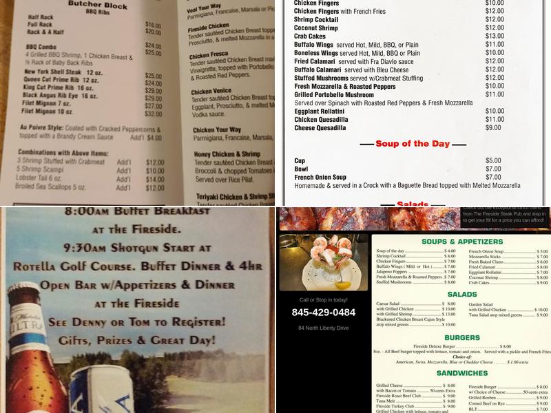 Fireside Steak Pub Menu