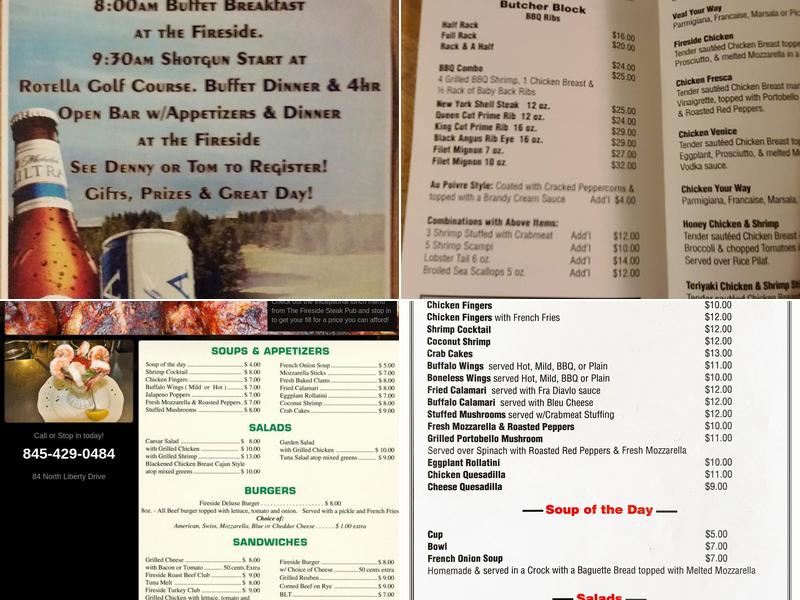Fireside Steak Pub Menu