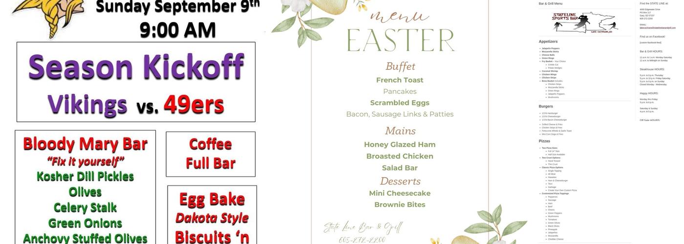 State Line Bar & Grill Menu